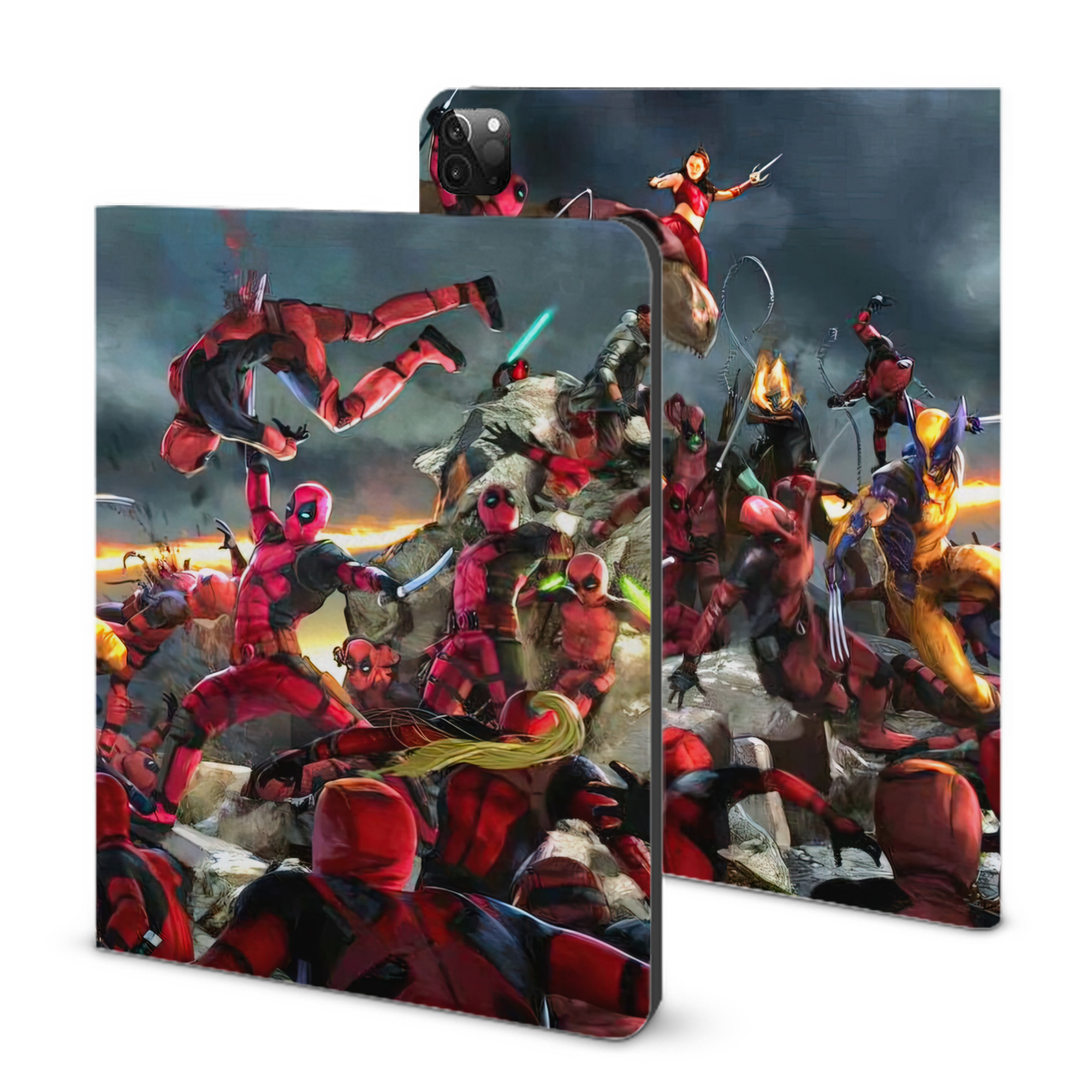 （画像用） Deadpool デッドプール IPadケース ペンホルダー付き ブックスタイルデザイン